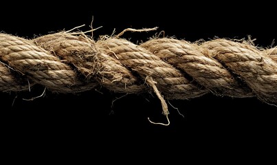 A thick and twisted rope displayed against a black background