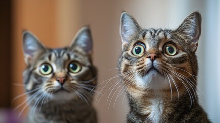 Two Cats with Wide Eyes - A Curious Encounter