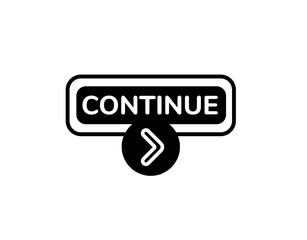 a bold, simple button design with the word continue and an arrow, signaling action for the next step.