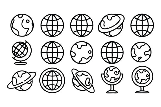 globe and planet related editable stroke outline i