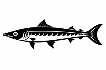 barracuda line art silhouette vector illustration