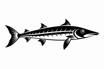 barracuda line art silhouette vector illustration