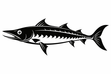 Fototapeta premium barracuda line art silhouette vector illustration