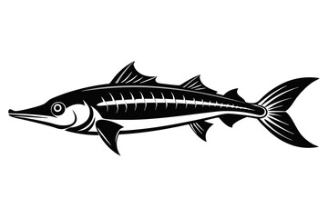 barracuda line art silhouette vector illustration
