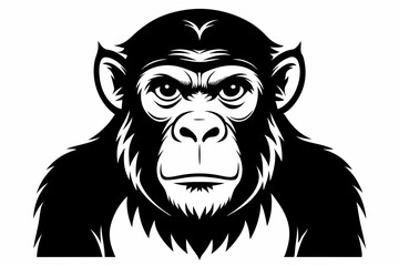 chimpanzee line art silhouette vector illustration