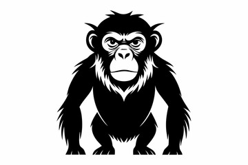 chimpanzee line art silhouette vector illustration