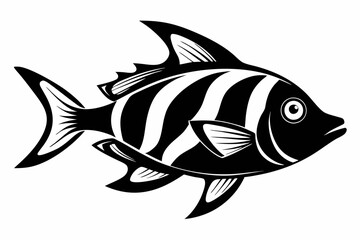 coral fish line art silhouette vector illustration
