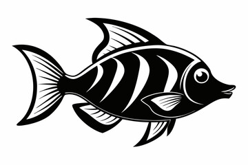 coral fish line art silhouette vector illustration