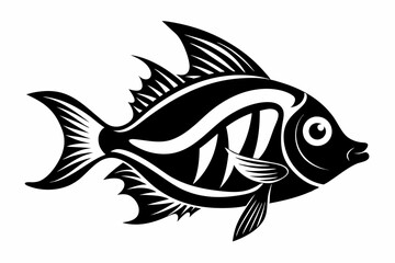 coral fish line art silhouette vector illustration