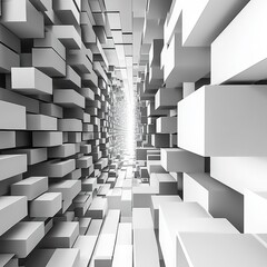 Abstract Cubist Architectural Perspective - A Futuristic Corridor
