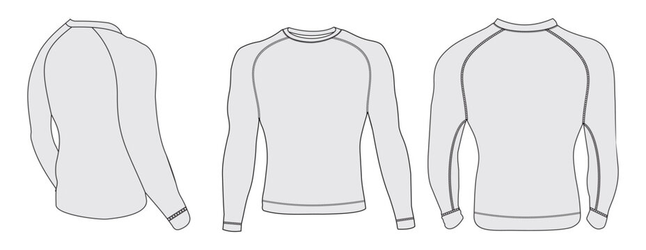 mens base layer set top and bottom fashion flat sketch vector illustration