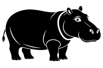 hippopotamus line art silhouette vector illustration