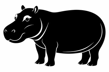 hippopotamus line art silhouette vector illustration