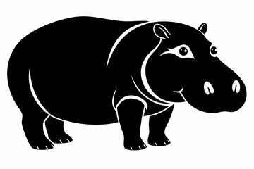 hippopotamus line art silhouette vector illustration