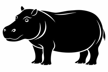 hippopotamus line art silhouette vector illustration