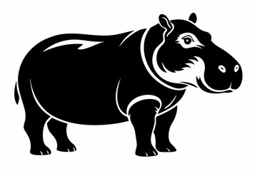 hippopotamus line art silhouette vector illustration