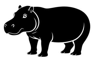 hippopotamus line art silhouette vector illustration