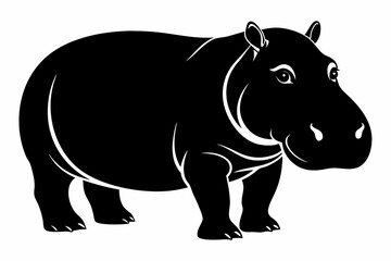 hippopotamus line art silhouette vector illustration