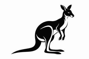 kangaroo line art silhouette vector illustration