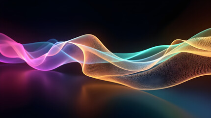 Stunning Colorful Flowing Light Ribbons Abstract Art on Dark Background