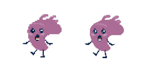 Cute pixelated figure showcasing a variety of emotions and dynamic poses, exuding charm and fun.