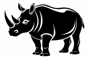 rhinoceros line art silhouette vector illustration