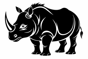 rhinoceros line art silhouette vector illustration
