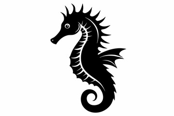 seahorse line art silhouette vector illustration
