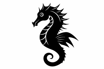 seahorse line art silhouette vector illustration