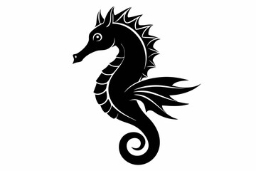 seahorse line art silhouette vector illustration