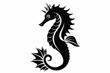 seahorse line art silhouette vector illustration