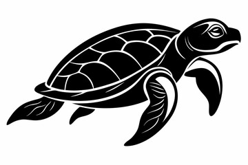 sea turtle line art silhouette vector illustration	