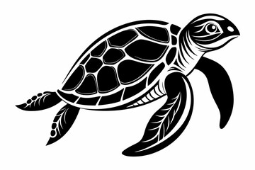 sea turtle line art silhouette vector illustration	