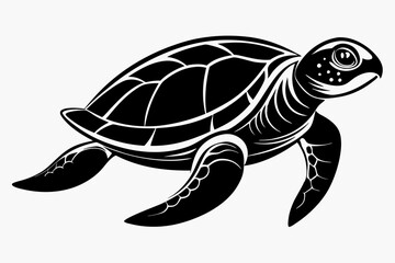 sea turtle line art silhouette vector illustration	