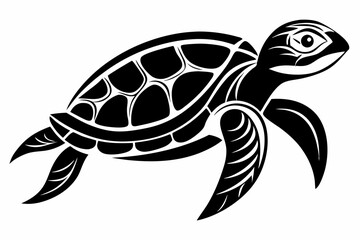 sea turtle line art silhouette vector illustration	