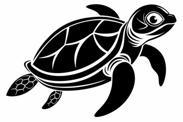 Fototapeta premium sea turtle line art silhouette vector illustration 