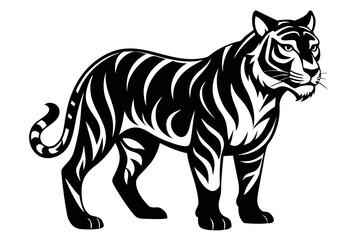tiger line art silhouette vector illustration	