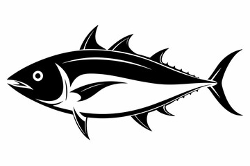 tuna fish line art silhouette vector illustration	