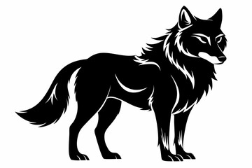 wolf line art silhouette vector illustration	