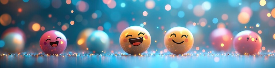  Minimalist emoji icons floating on soft gradient background, blurred digital elements, creating clean and stylish social media aesthetic.