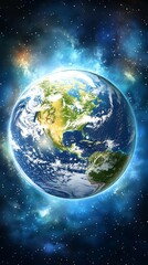Fototapeta premium Planet Earth in galaxy, science fiction, background