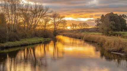 Tranquil Waterway at Golden Hour