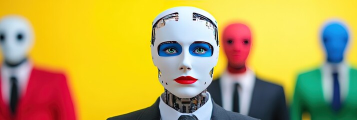 Robots at work in a corporate business office