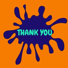 Thank you card poster paint background in orange colour 