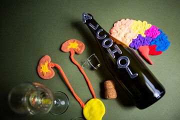 Glasses with champagne and decorative human organs