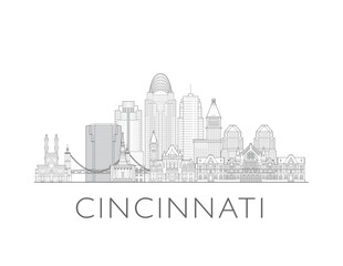 Cincinnati, Ohio skyline cityscape vector illustration