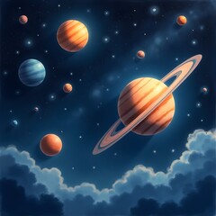 spaceship and planet