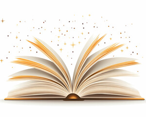 Open book with magical sparkles