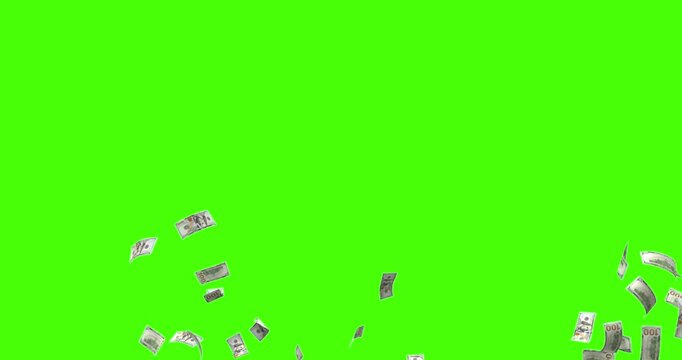 Us dollar bills explotion green screen 4k animation footage