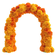 Flower Arch with Marigolds Isolated on Transparent Background